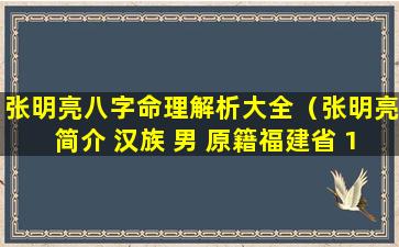 张明亮八字命理解析大全（张明亮简介 汉族 男 原籍福建省 1983年 8月18日出生）